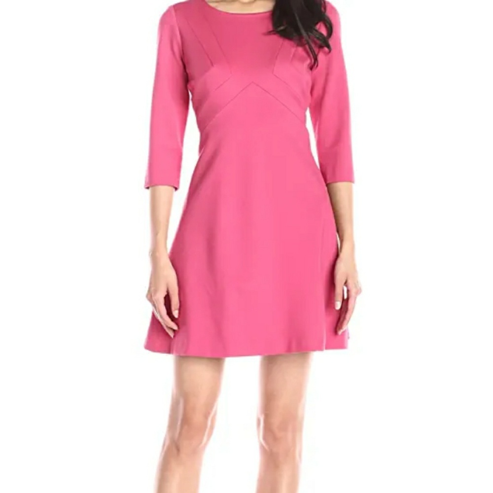 ADRIANNA PAPELL- Solid Ponte A-Line Dress